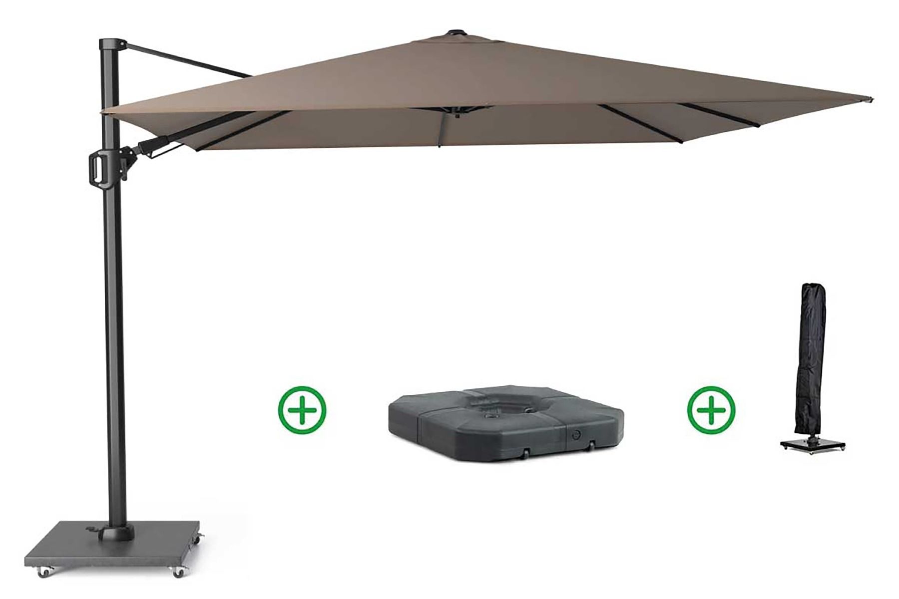 Platinum Challenger zweefparasol 3x3m T2 premium (incl. voet + hoes) havana