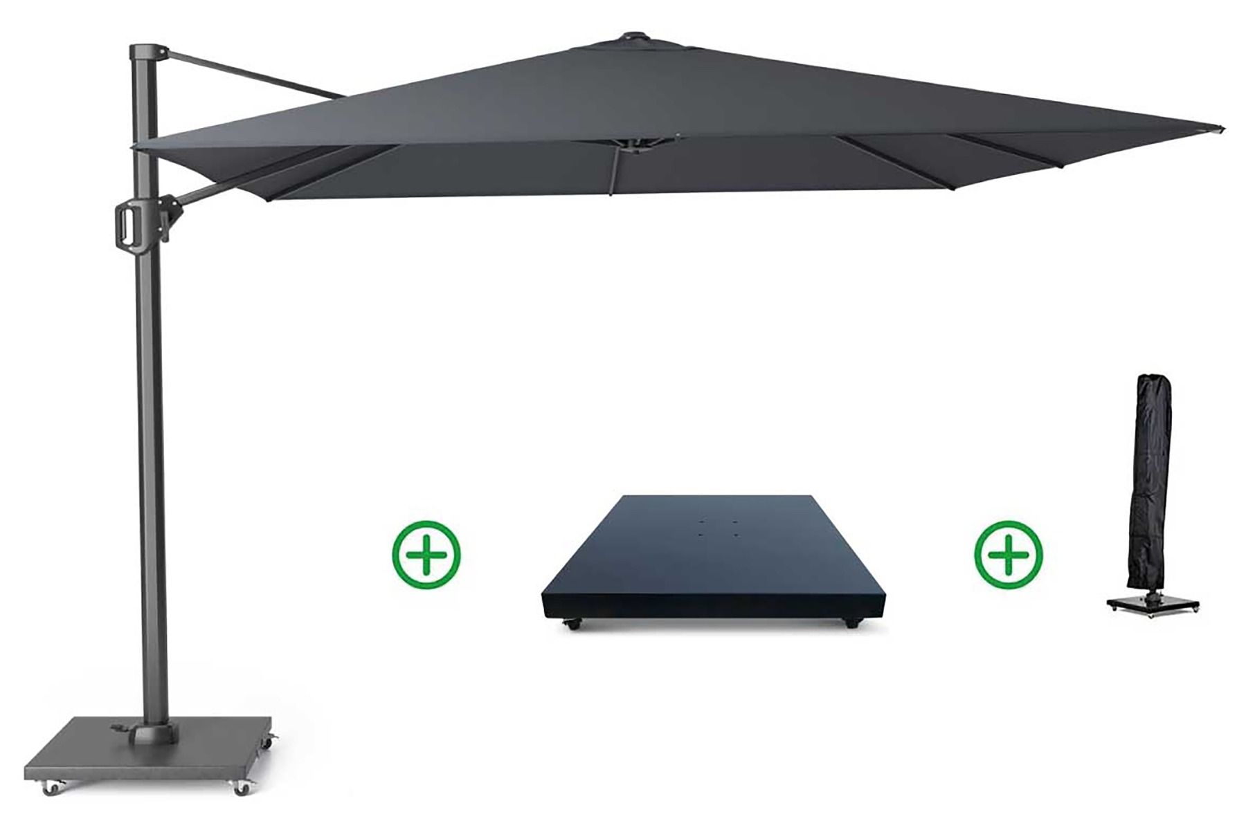 Platinum Challenger zweefparasol 3x3m T1 (incl. voet + hoes) antracite thumbnail
