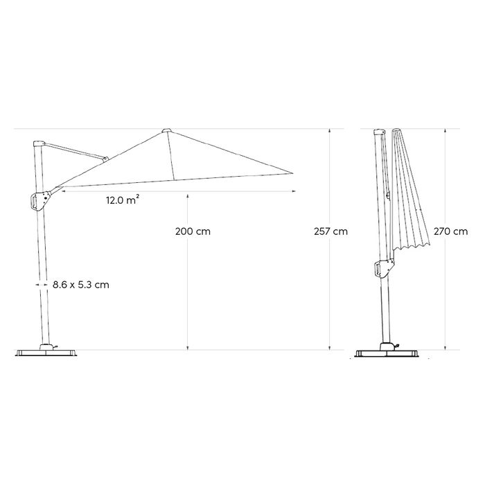 Platinum Challenger zweefparasol 4x3m T1 (excl. voet)