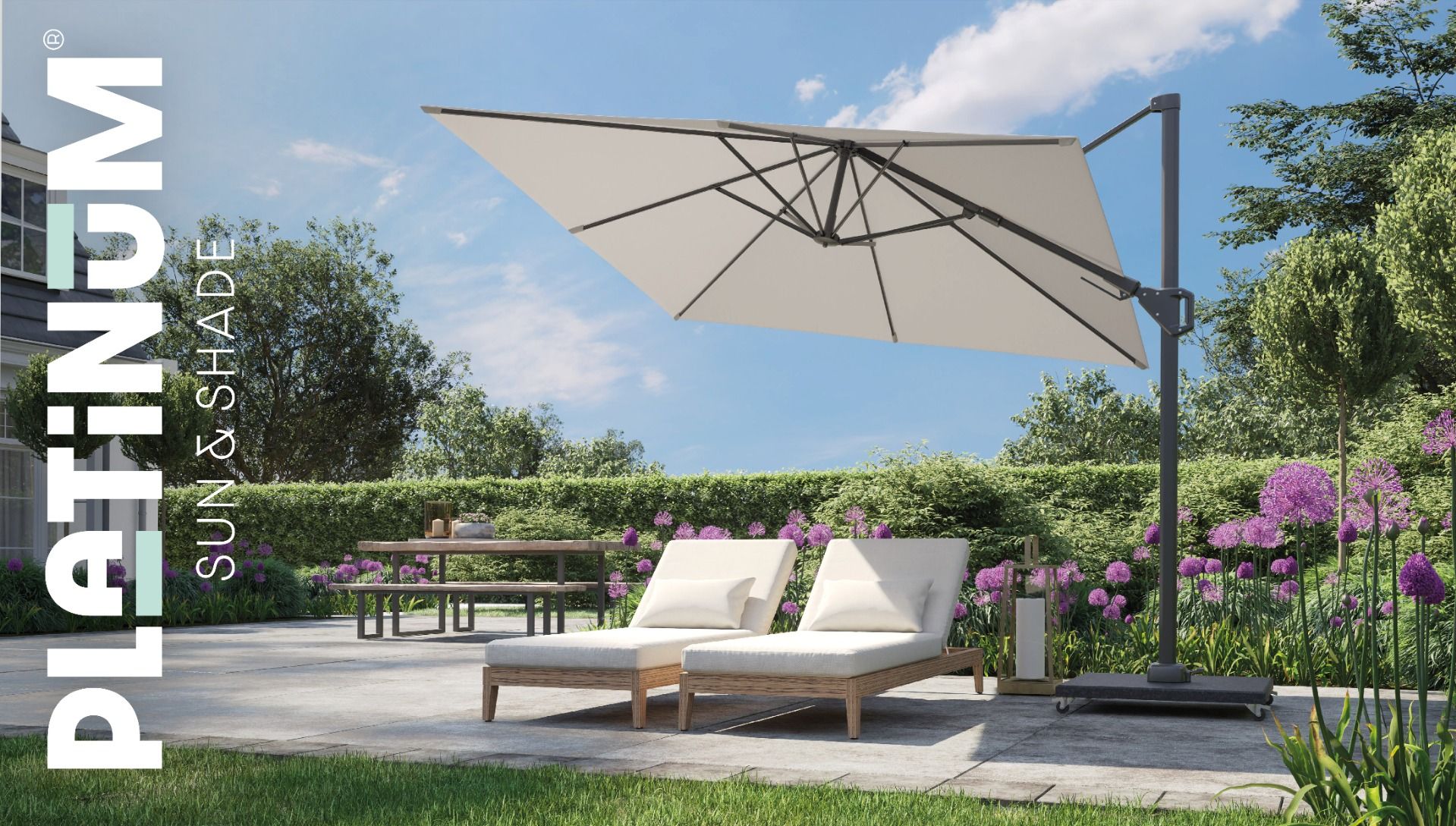 Platinum Voyager zweefparasol 2.7x2.7m T2 ( excl. voet)