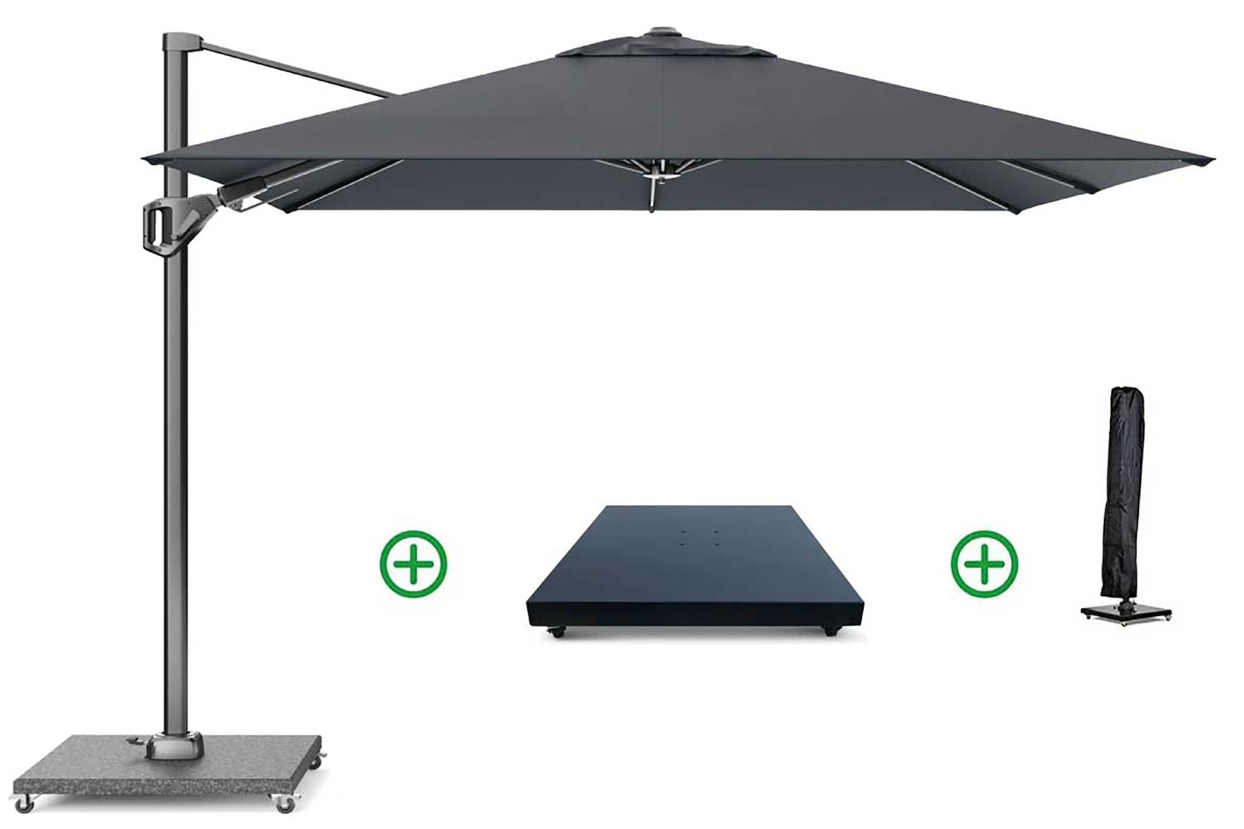 Platinum Voyager zweefparasol 2.7x2.7m T2 (incl. voet + hoes) faded black