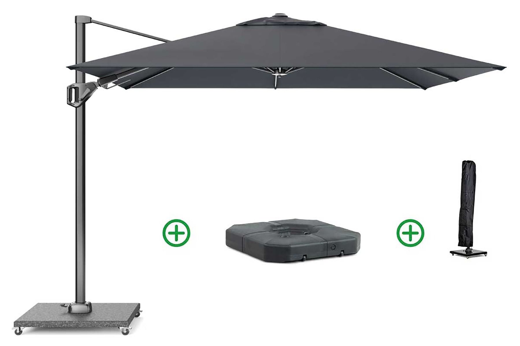 Platinum Voyager zweefparasol 2.7x2.7m T2 (incl. voet + hoes) faded black