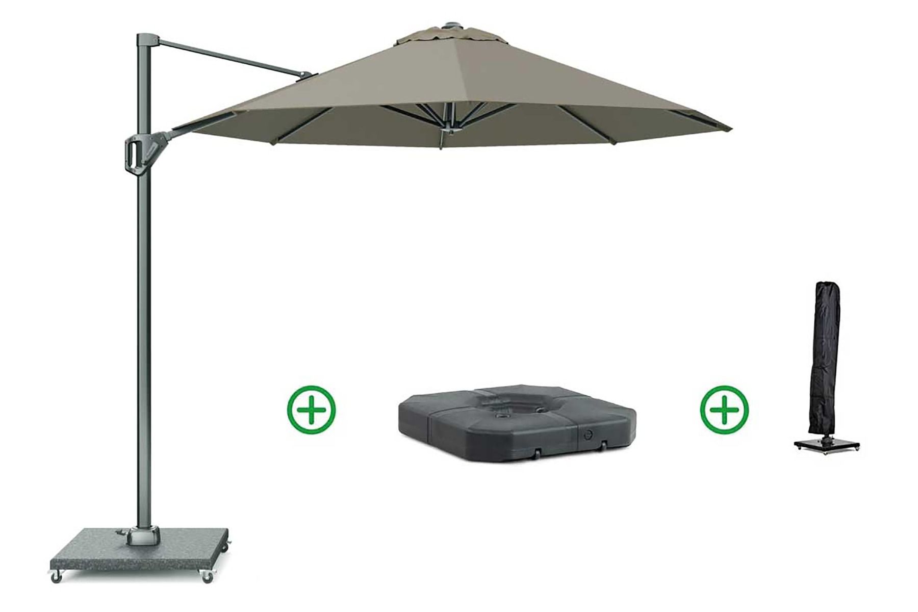 Platinum Voyager zweefparasol Ø3m T1 (incl. voet + hoes) taupe