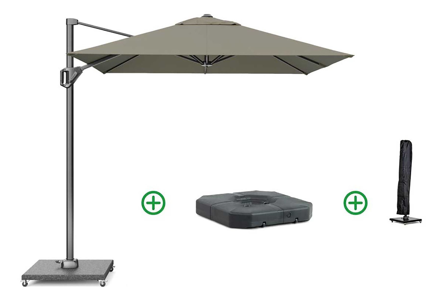 Platinum Voyager zweefparasol 2.5x2.5m T1 (incl. voet + hoes) taupe
