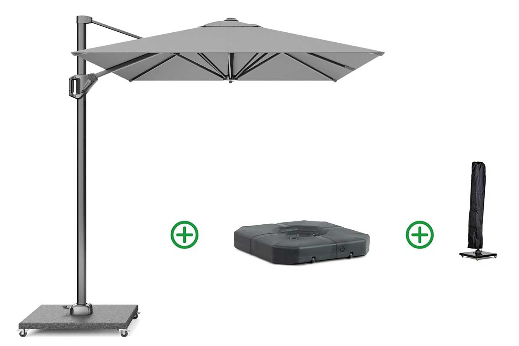 Platinum Voyager zweefparasol 3x2m T1 (incl. voet + hoes) light grey