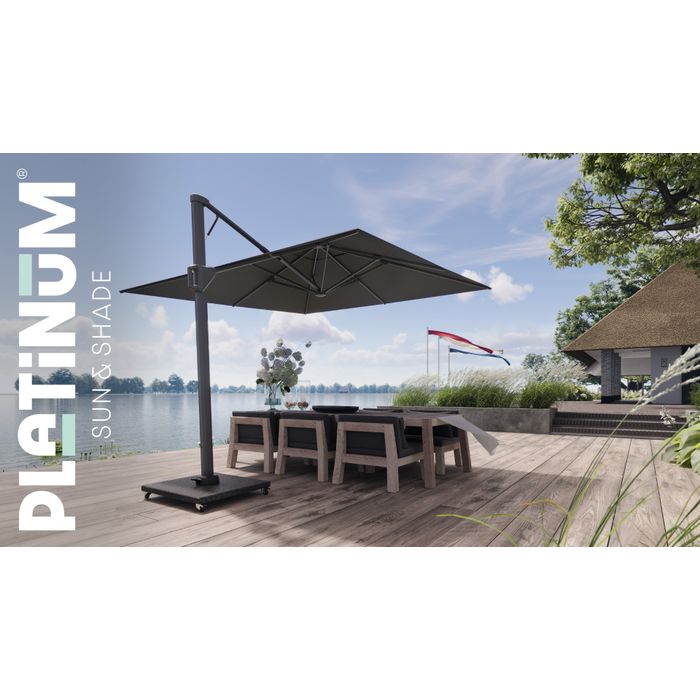 Platinum Beaufort premium zweefparasol 3.2x3.2m (excl.voet)