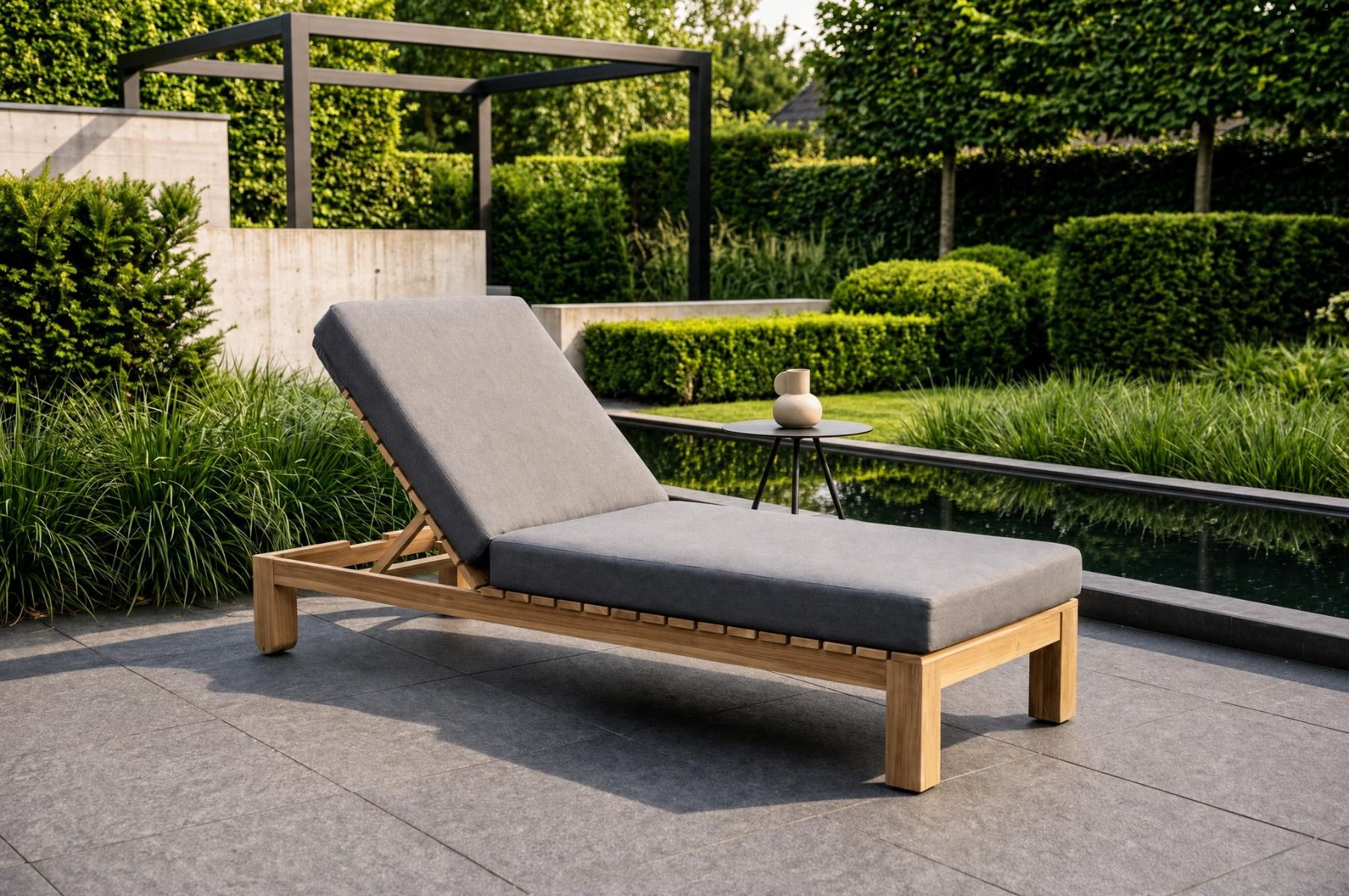 Santika Arlington lounger met antraciet kussen