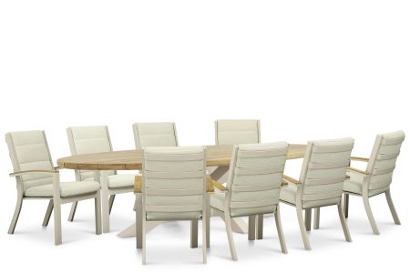 Osmen Midura/Diogo 280x130 cm dining tuinset 9-delig