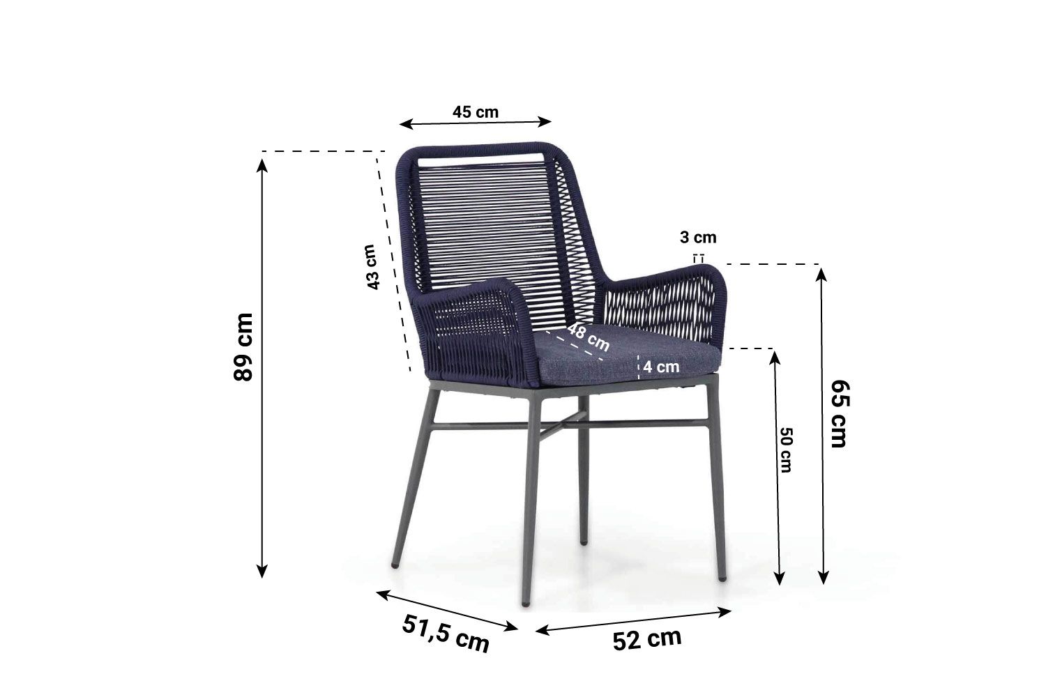 Coco Adali dining tuinstoel navy blue thumbnail