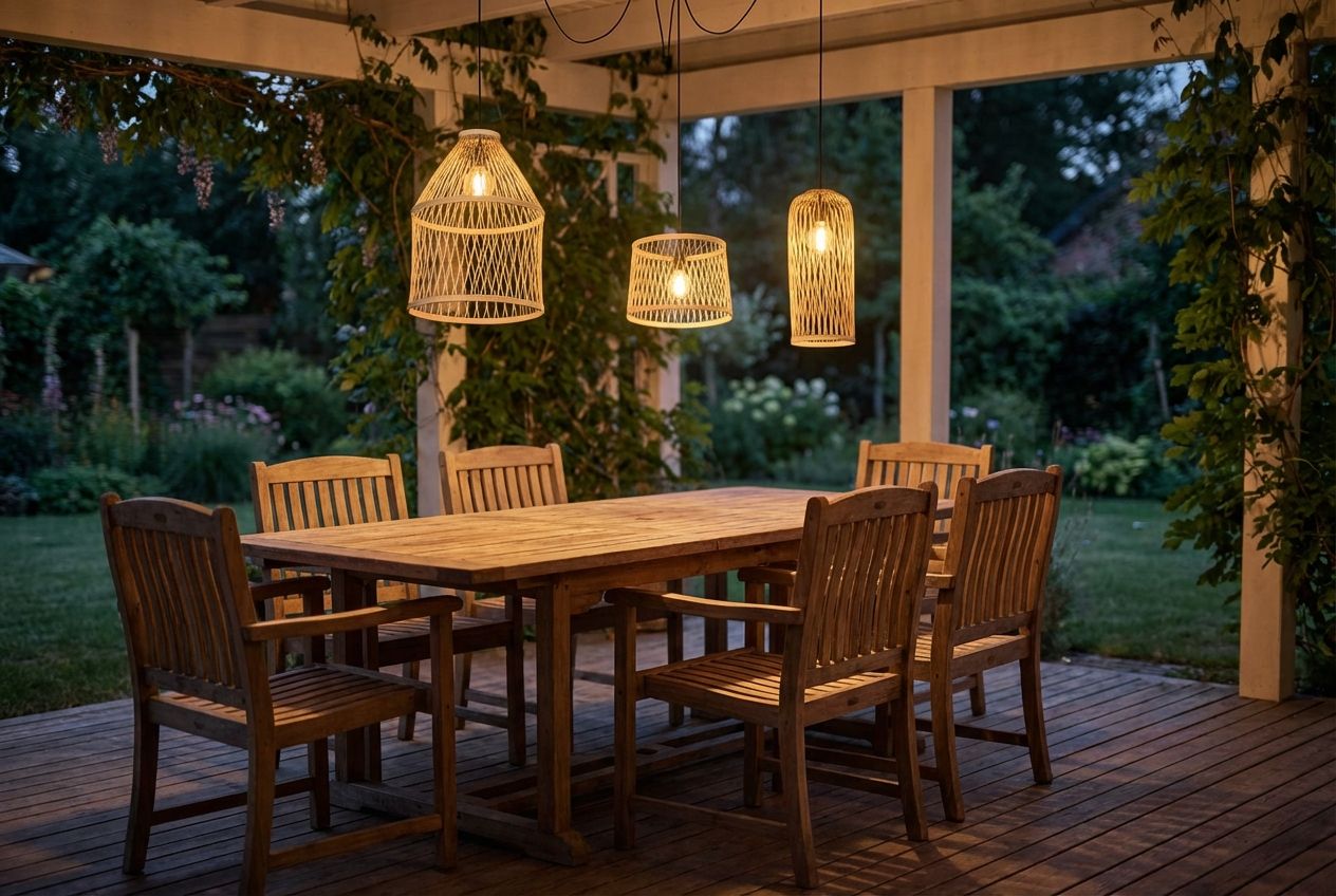 Landelijke buiten hanglamp rotan 3-lichts - Calamus