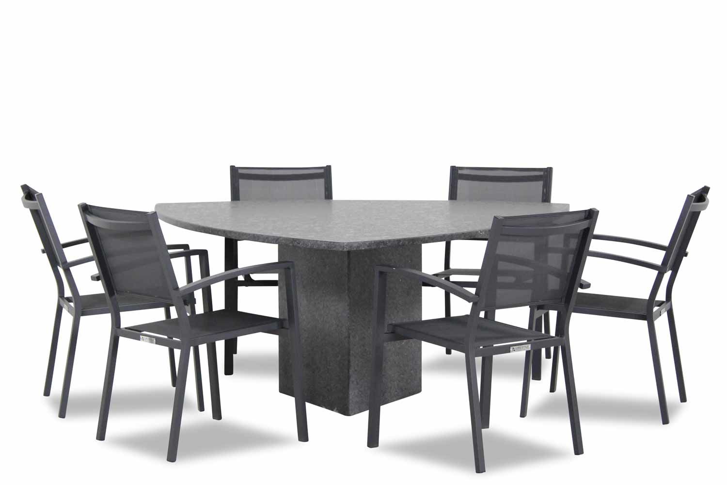 Lifestyle Amarilla/Graniet triangel 170 cm dining tuinset 7-delig stapelbaar thumbnail