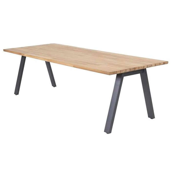 Moderne rechthoekige tuintafel met antraciet aluminium frame – vooraanzicht