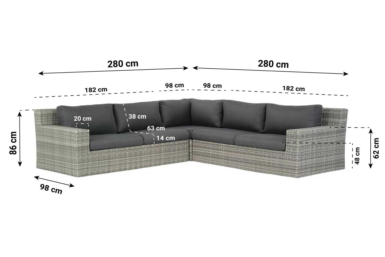 Garden Collections Amico hoek loungeset 3-delig