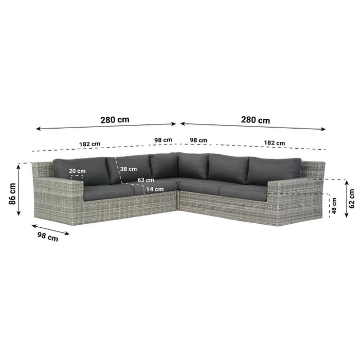 Garden Collections Amico/Napoli 145 cm dining loungeset 4-delig