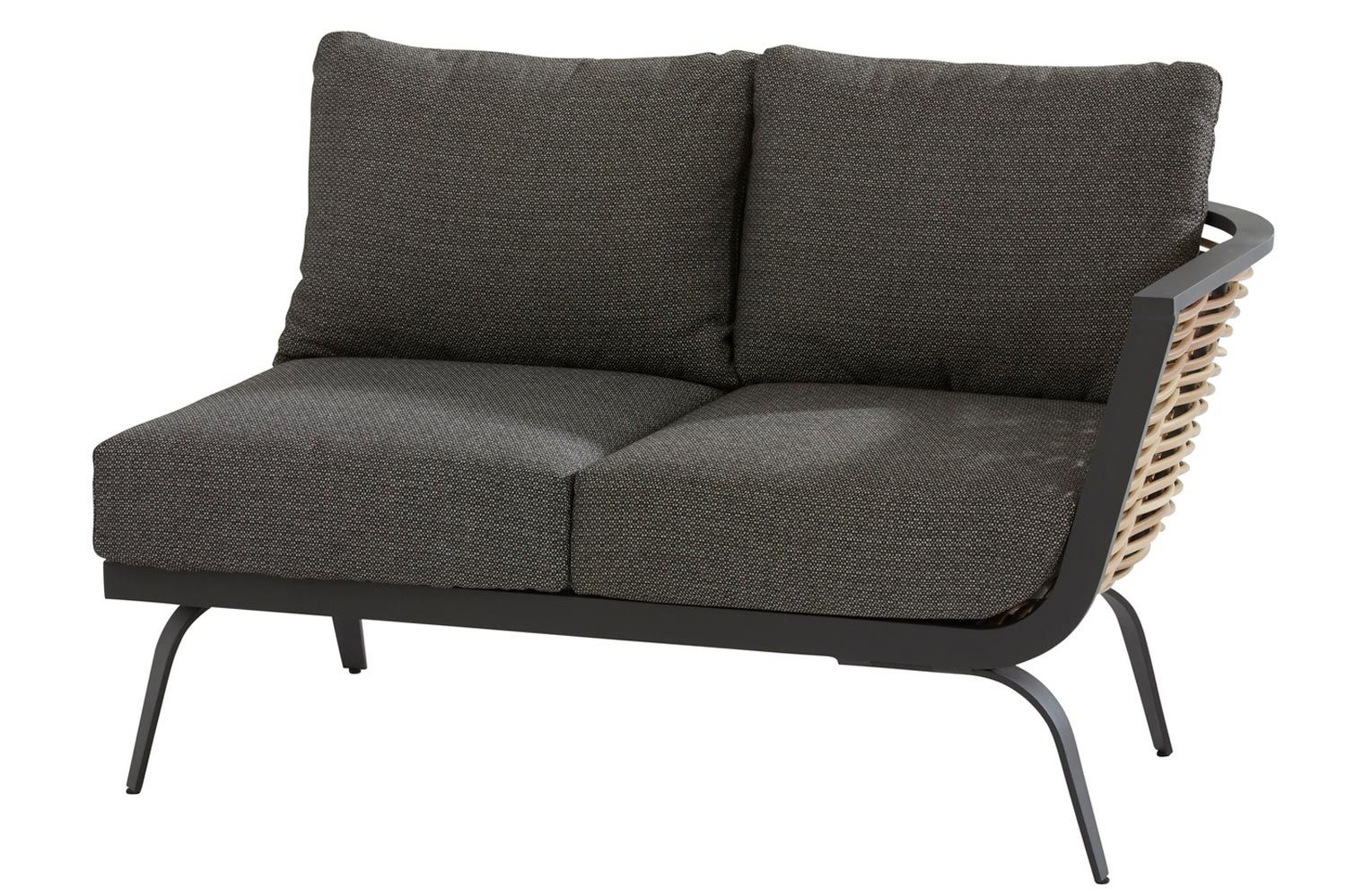 4 Seasons Outdoor Antibes 2 seater bench left arm with cushion and 3 pillows thumbnail