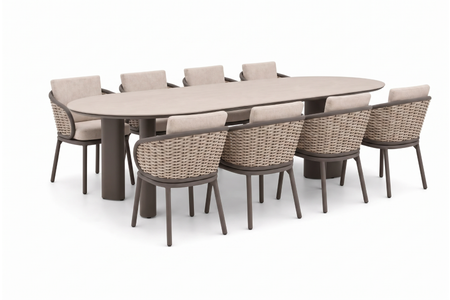 Apple Bee Pine Key/Weave 300x120 cm dining tuinset 9-delig