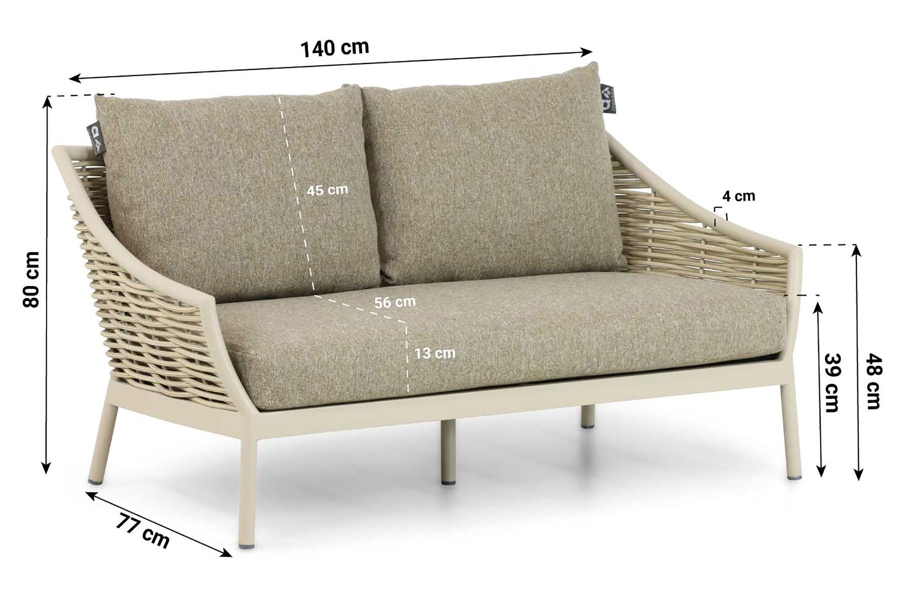 Apple Bee Milou 2-zits loungebank 145 cm