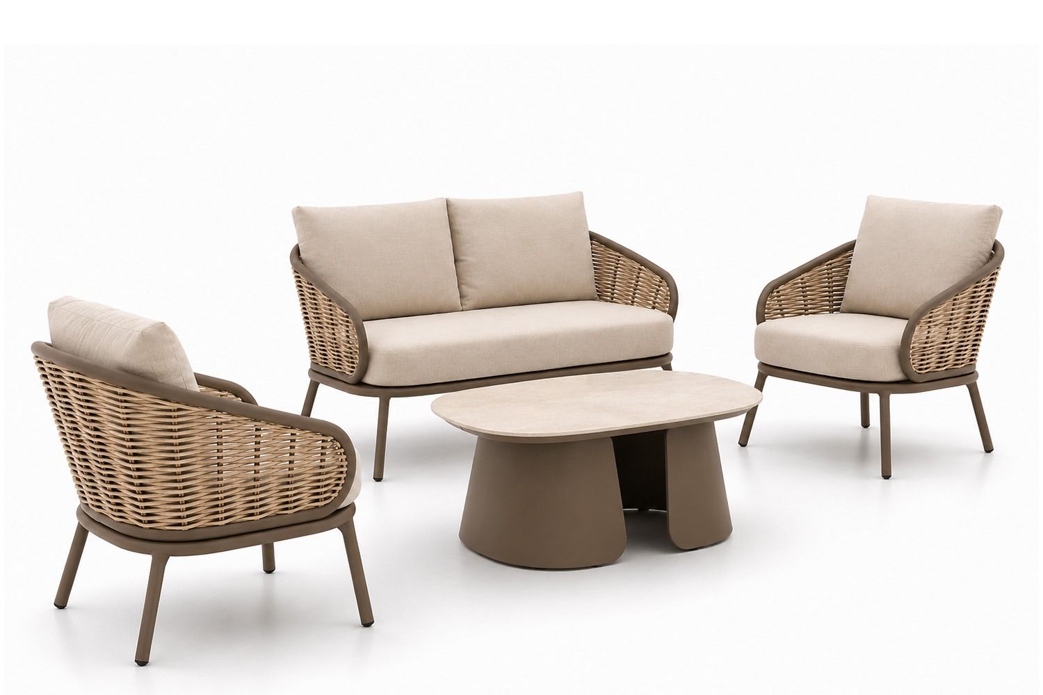 Apple Bee Pine Key/Miyoura stoel-bank loungeset 4-delig