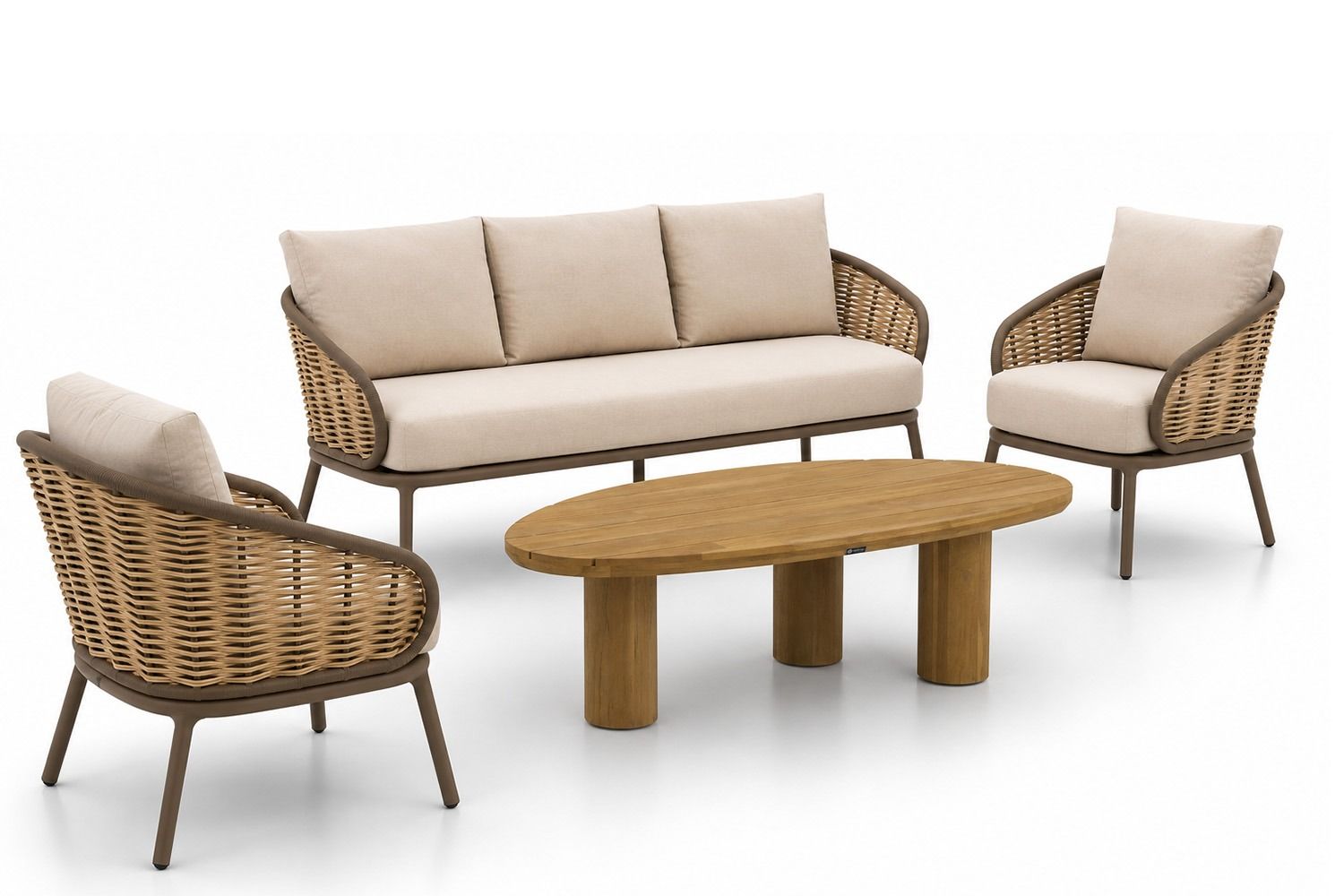 Apple Bee Pine Key/Riah 135 cm stoel-bank loungeset 4-delig