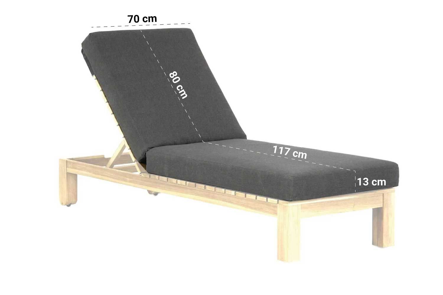 Santika Arlington lounger met antraciet kussen