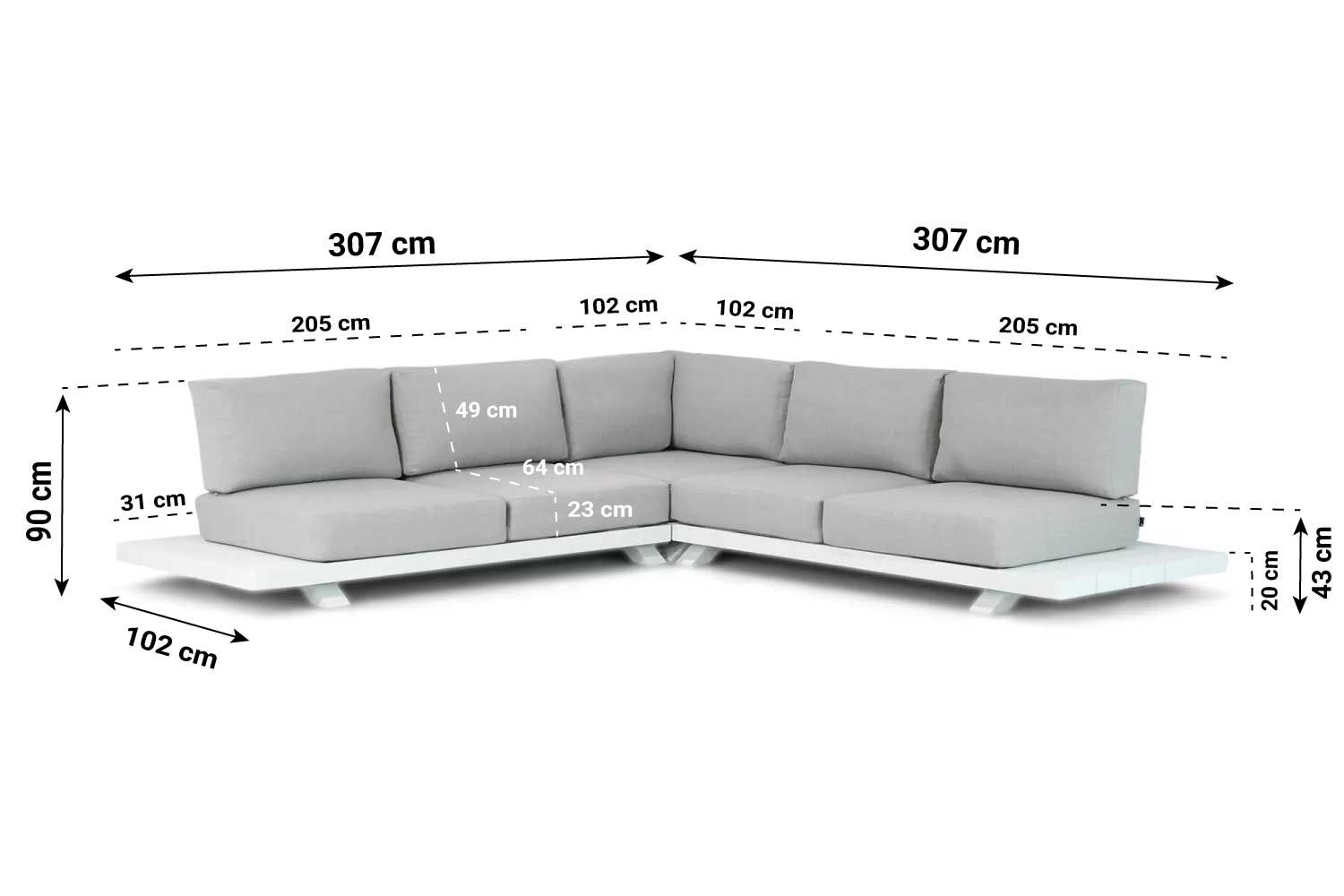 Santika Attico hoek loungeset 3-delig