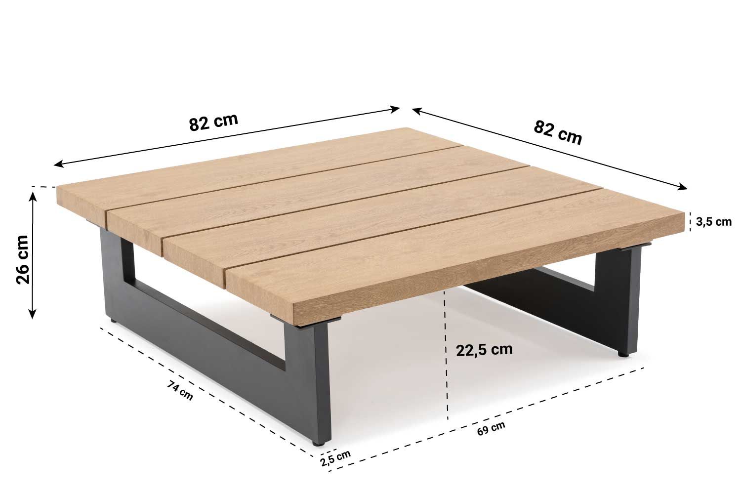 Lifestyle Azzurro loungetafel 82 x 82 cm