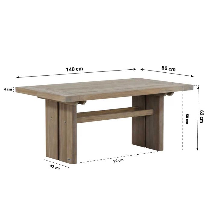 Garden Collections Brighton lounge/dining tafel 140 x 80 cm