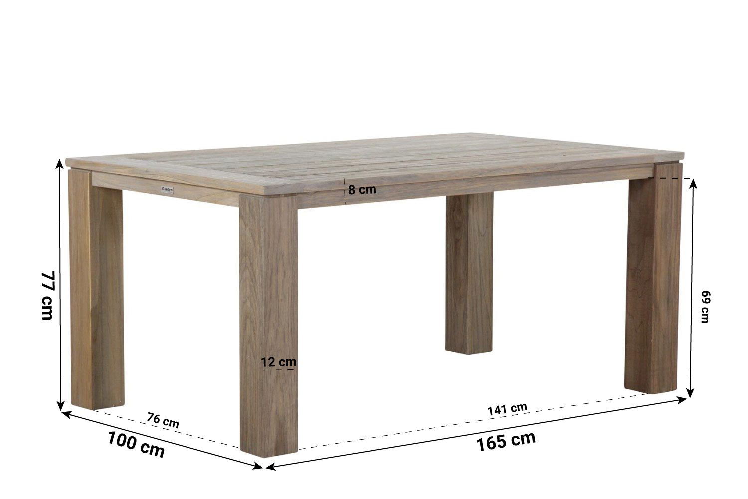 Lifestyle Dallas/Brighton 165 cm dining tuinset 5-delig