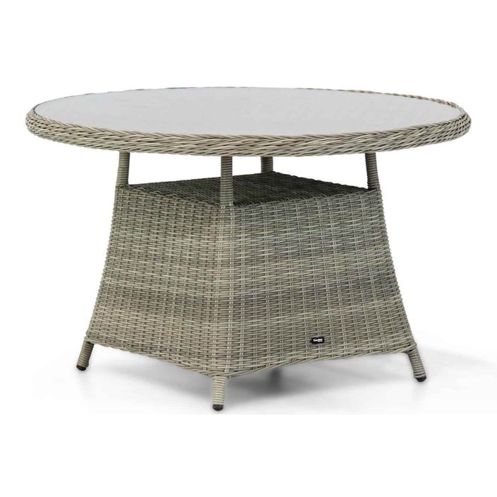 Ronde tuintafel met wicker frame – vooraanzicht