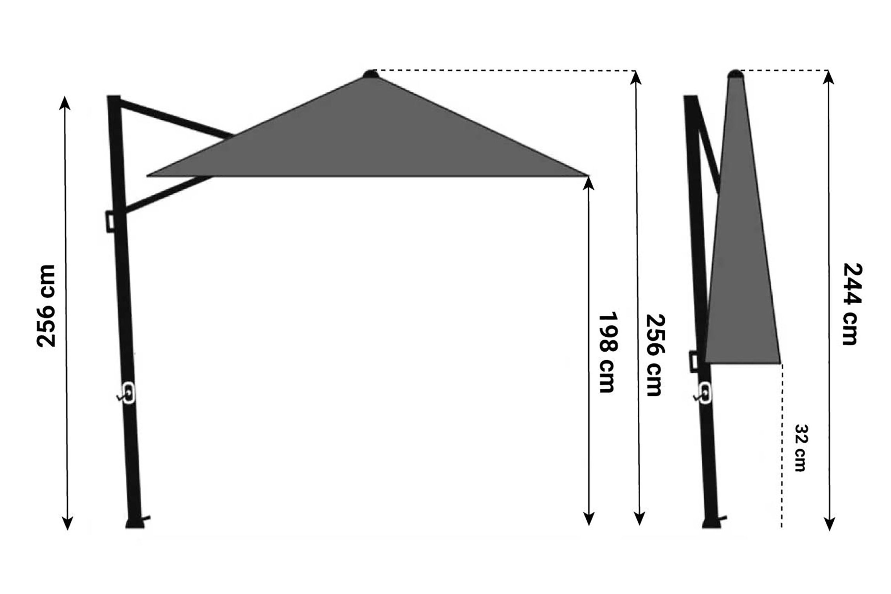Camello Luna zweefparasol 3x3m S2 Excellent (excl. voet)