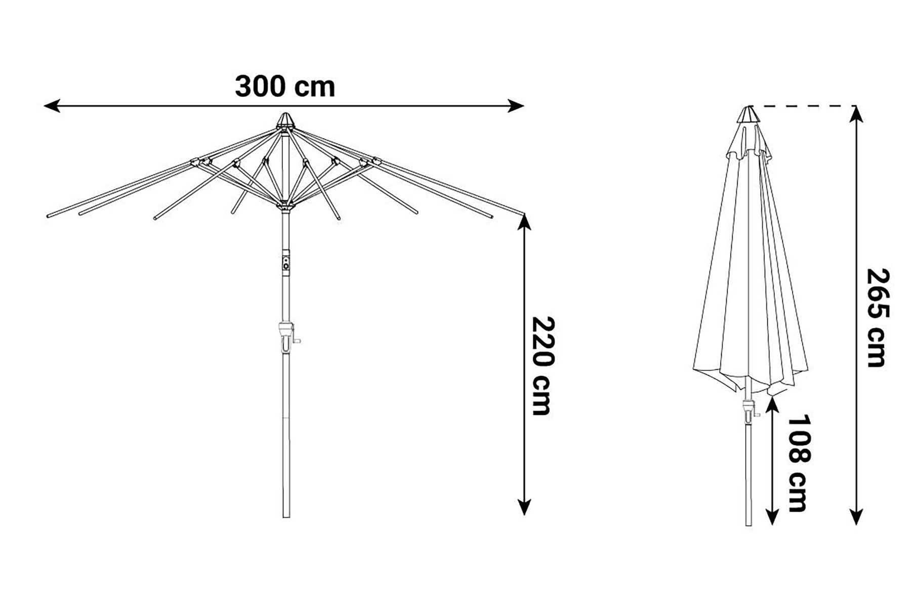 Camello Valerio stokparasol 3m (excl. voet)