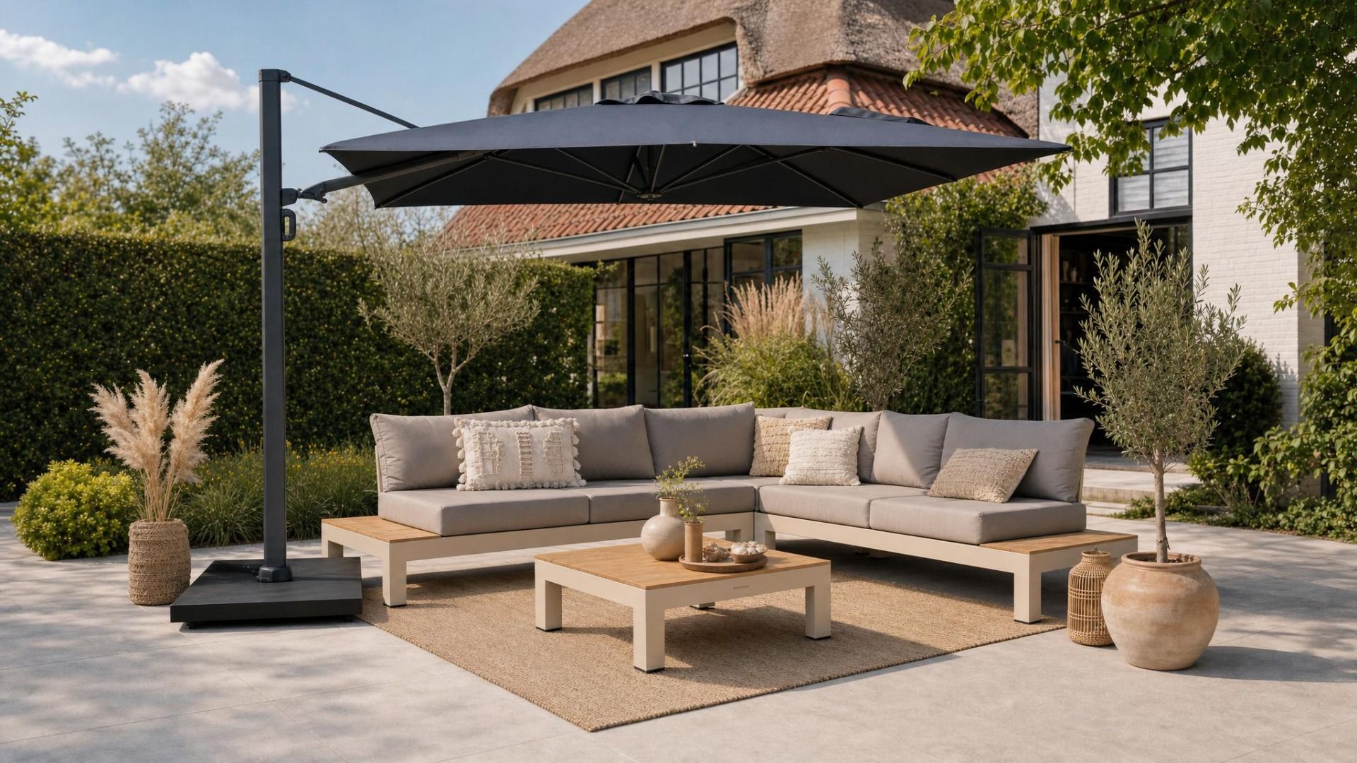 Camello Luna zweefparasol 3x3.5m S2 Excellent (incl. voet + hoes)