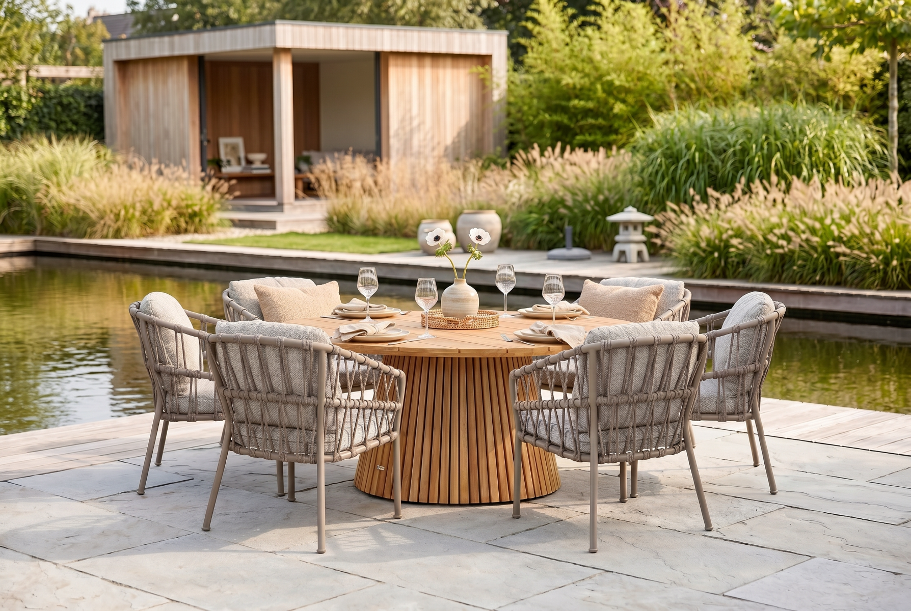 Santika Miyora/Fungo 180 cm dining tuinset 7-delig