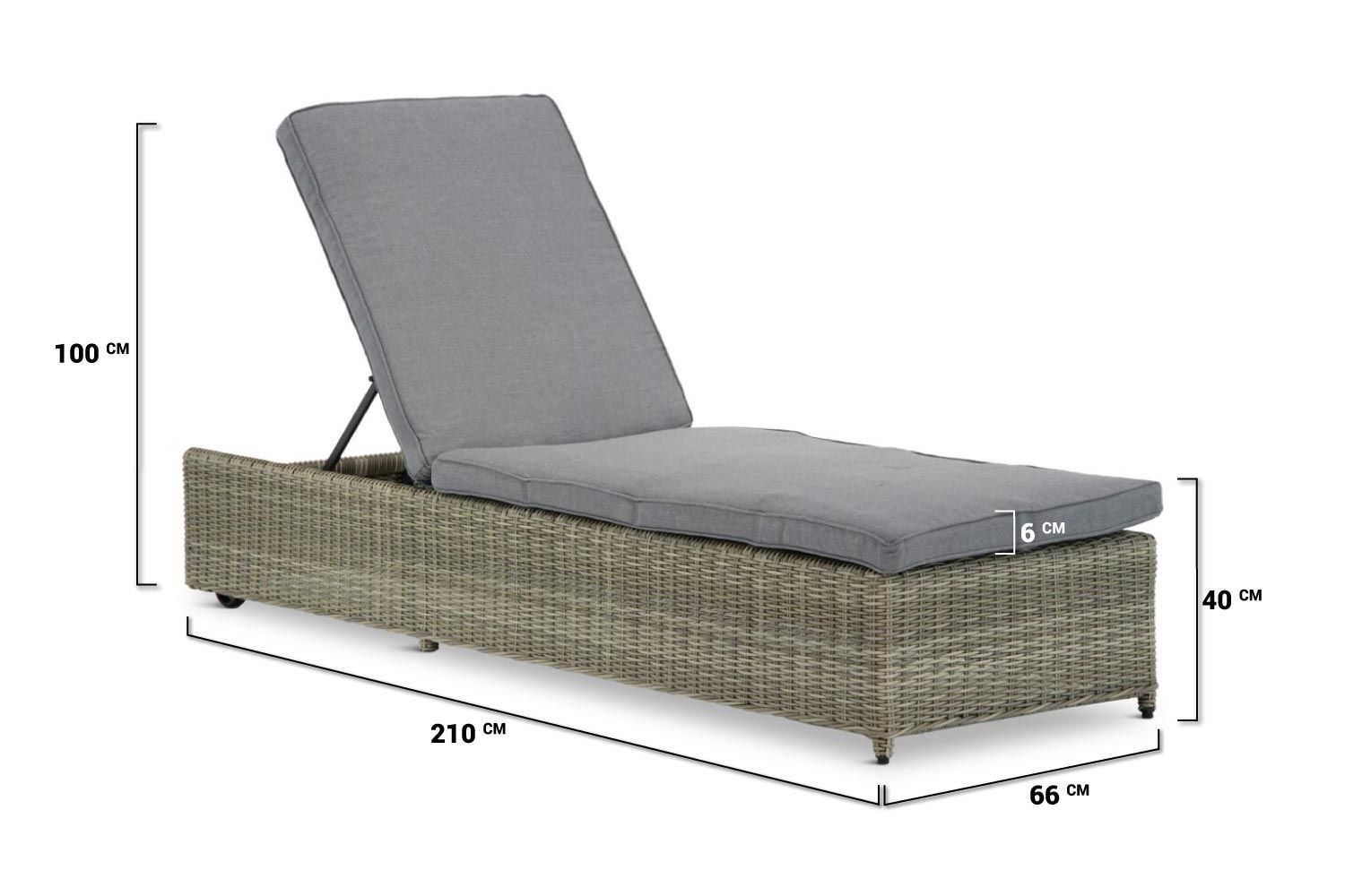 Garden Collections Charlotte ligbed naturel met wielen