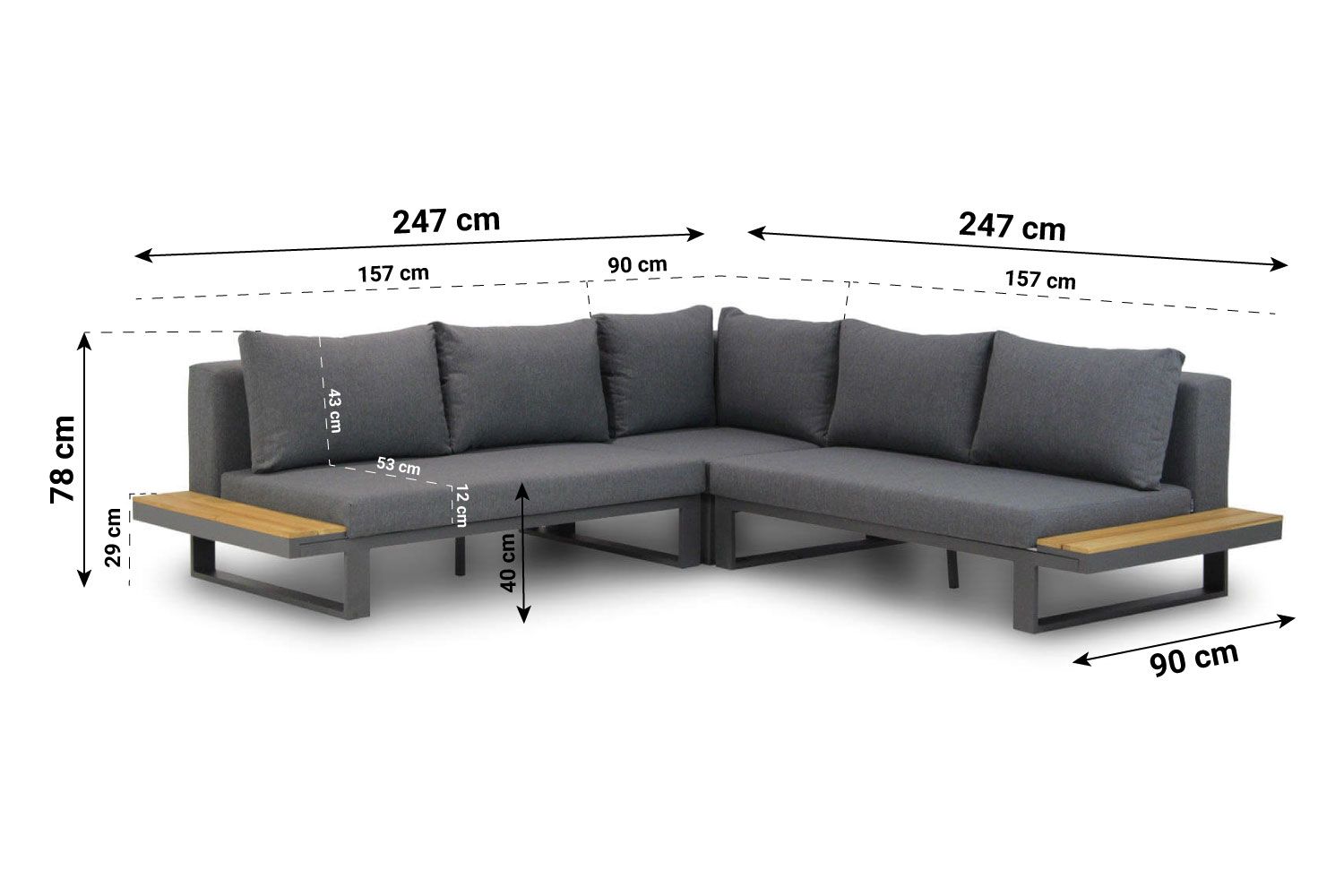 Lifestyle Club/Enchante 40/60 cm hoek loungeset 5-delig