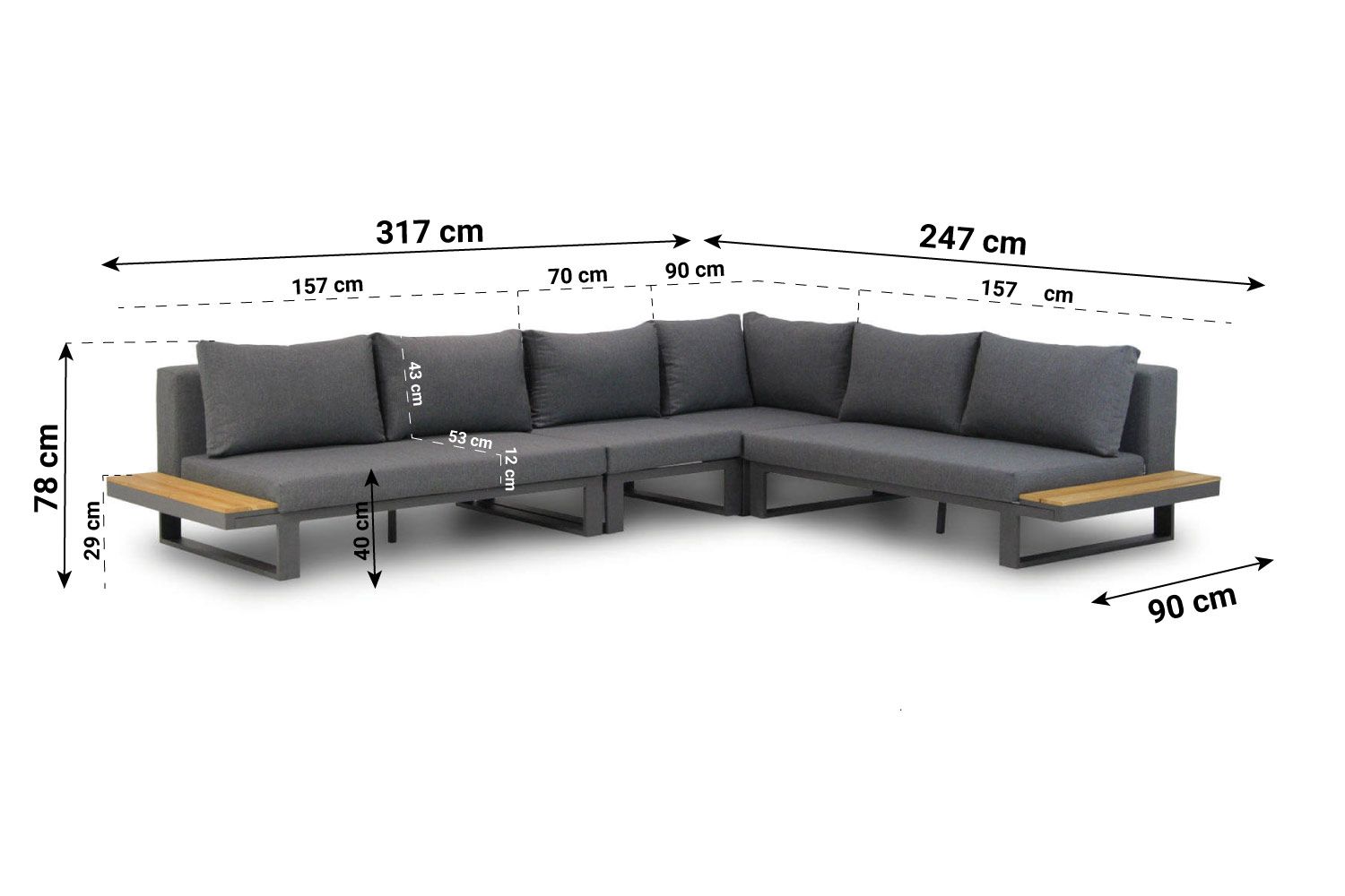Lifestyle Club/Rimini 75 cm hoek loungeset 5-delig