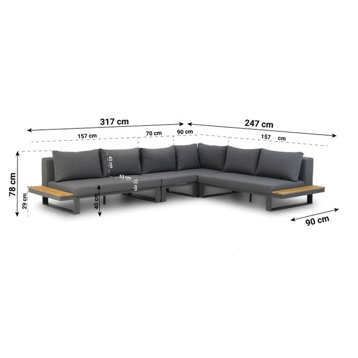 Lifestyle Club/Rimini 60/75 cm hoek loungeset 6-delig