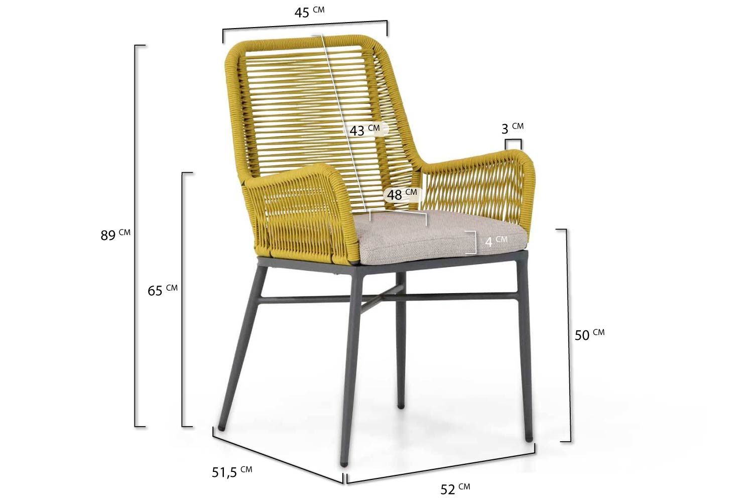 Coco Adali dining tuinstoel sunny yellow thumbnail