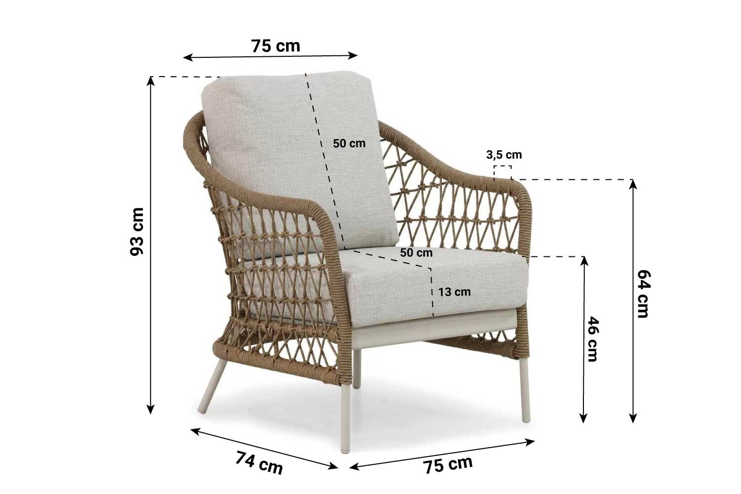 Coco Bali stoel-bank loungeset 3-delig thumbnail