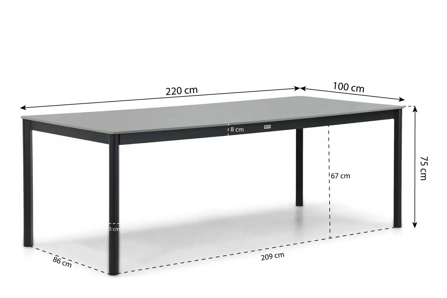 Hartman Sophie studio/Como 220 cm dining tuinset 7-delig