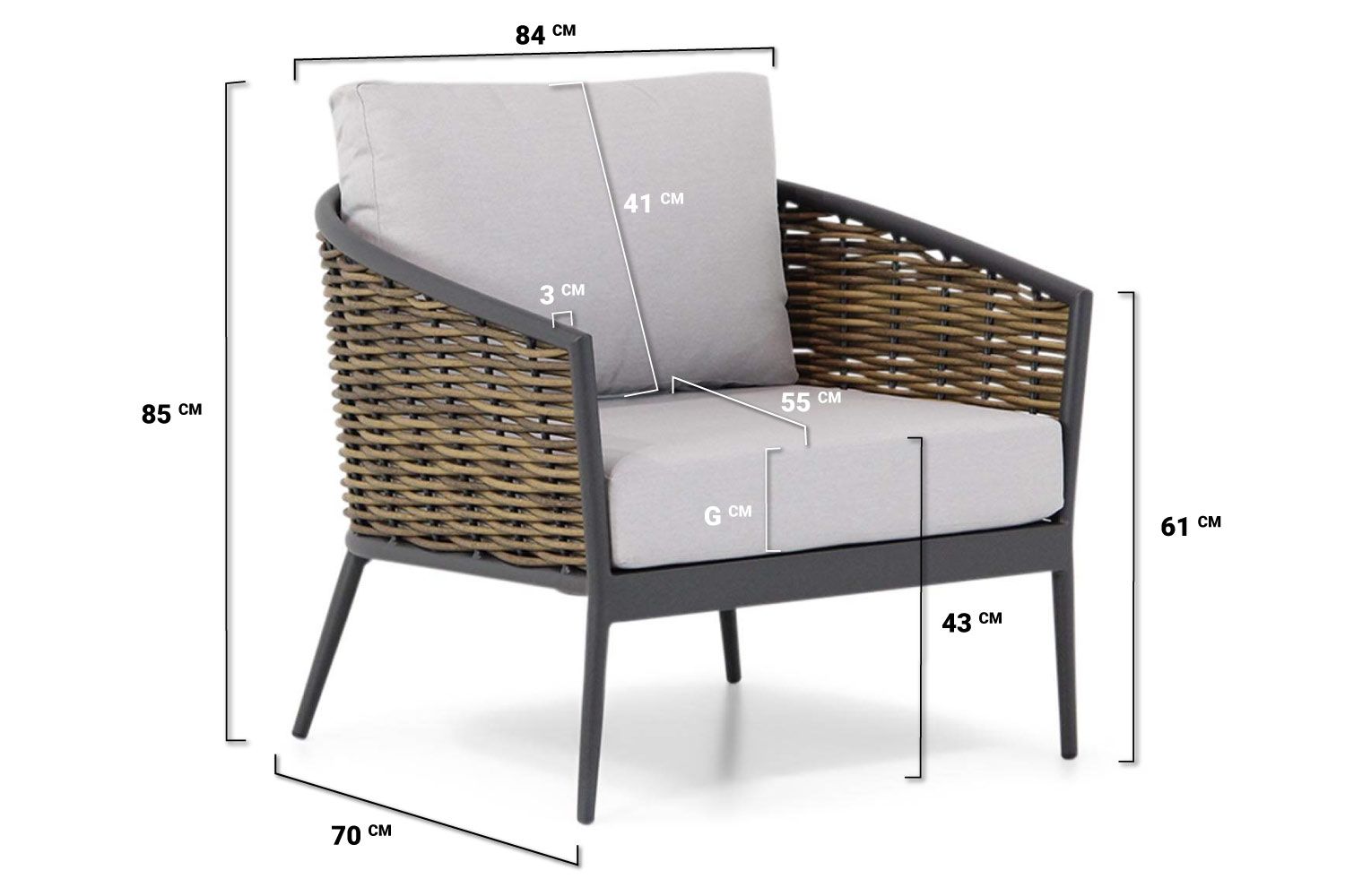 Coco Palm/Pacific 45 cm stoel-bank loungeset 4-delig thumbnail