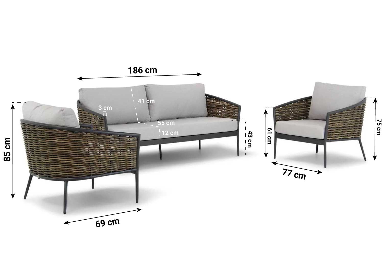 Coco Lanai/Pacific 60 stoel-bank loungeset 4-delig