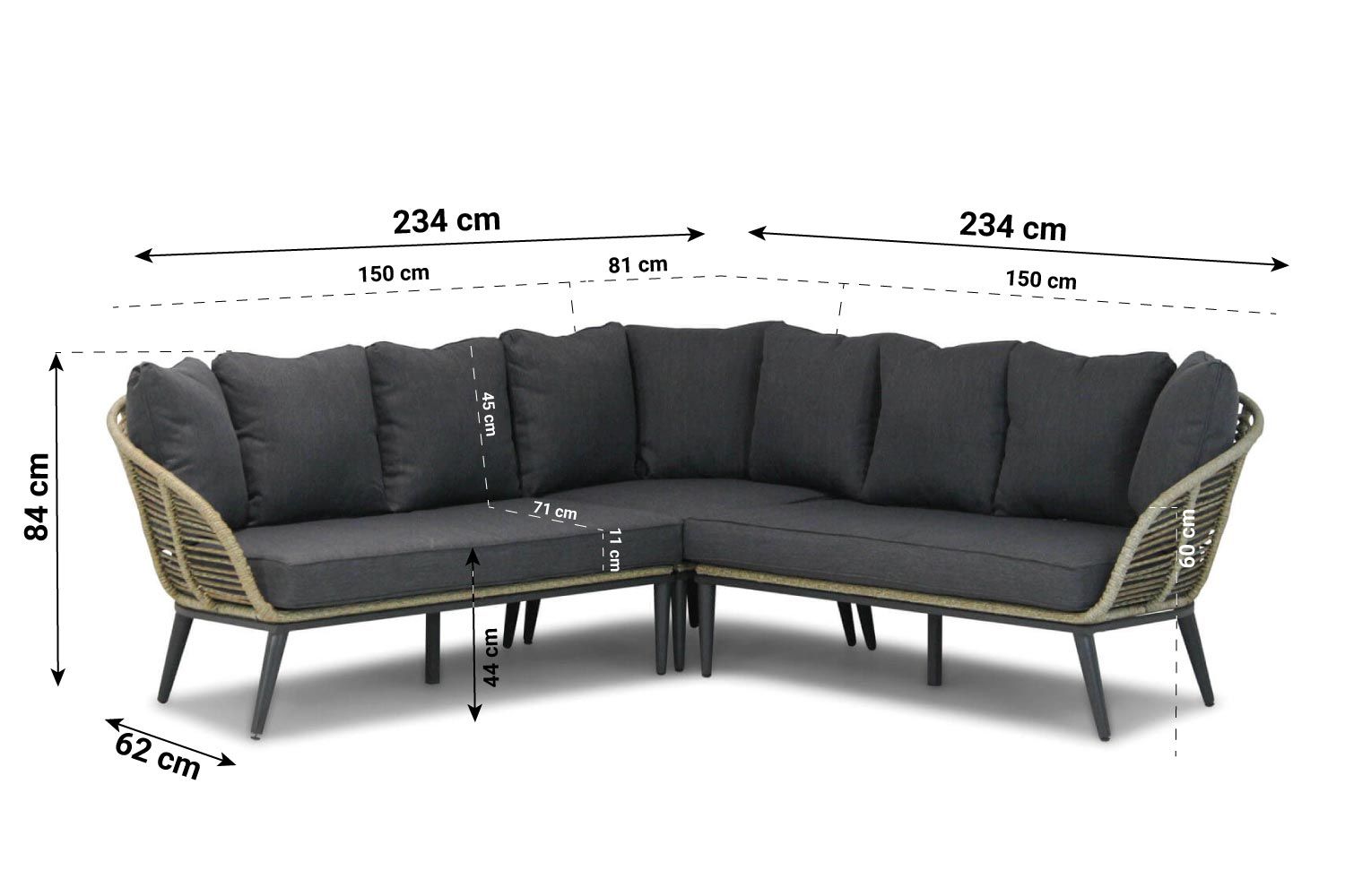 Coco Leonardo/Pacific 100 cm hoek loungeset 4-delig