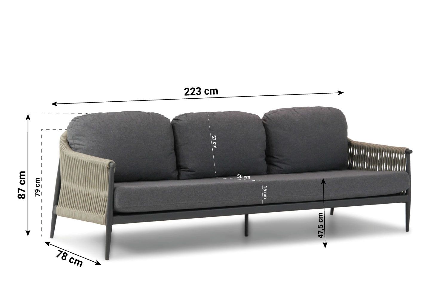 Coco Lucia/Pacific 60/45 cm stoel-bank loungeset 5-delig