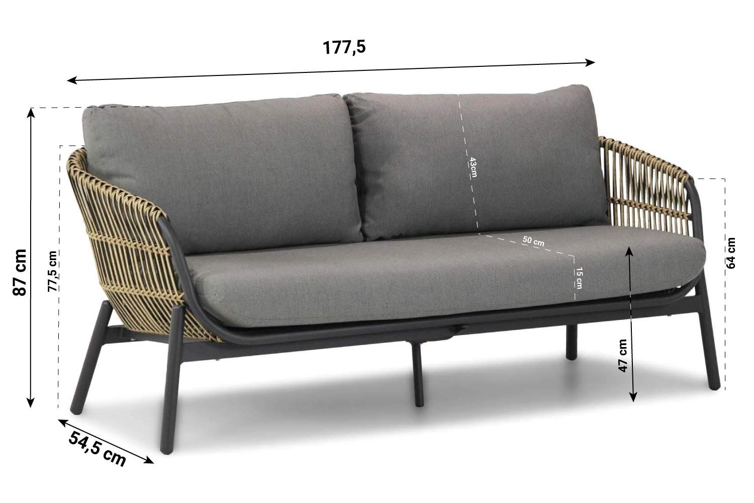 Coco Nathan stoel-bank loungeset 3-delig thumbnail