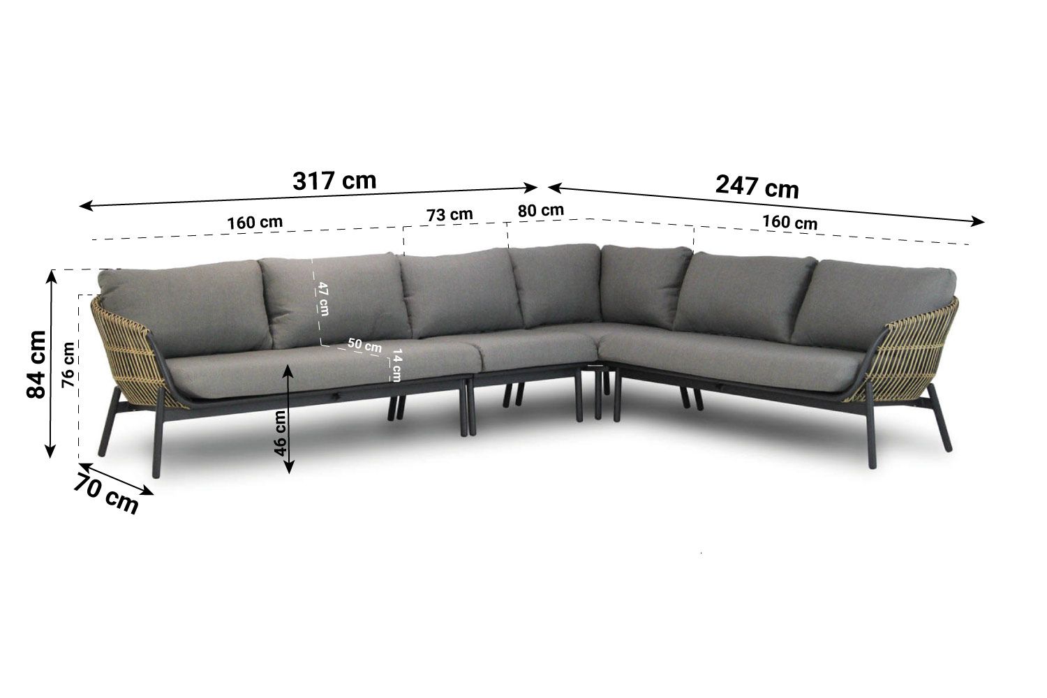 Coco Nathan/Enchante 40 cm/Montana 70 cm hoek loungeset 6-delig