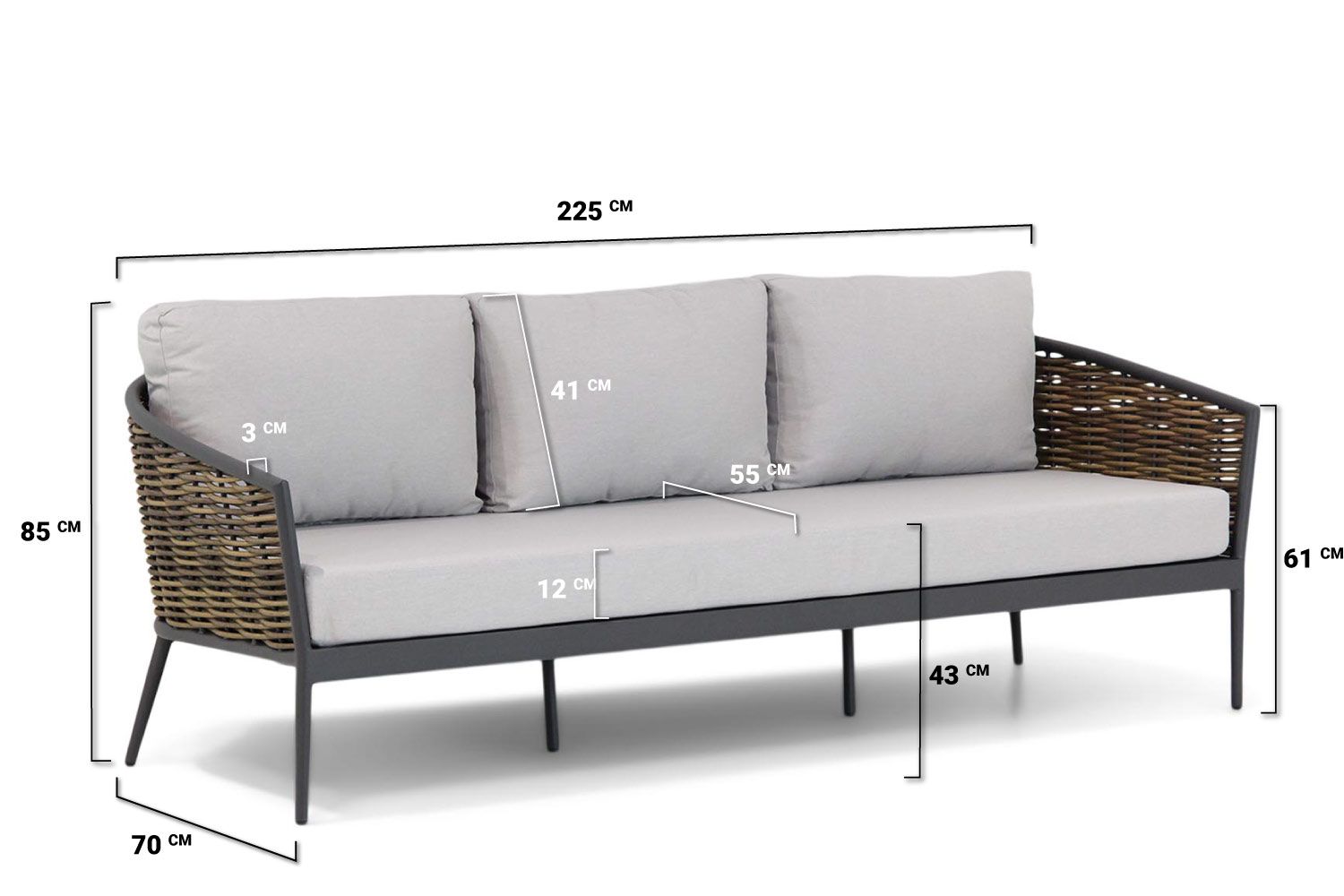 Coco Palm/Pacific 45 cm stoel-bank loungeset 4-delig