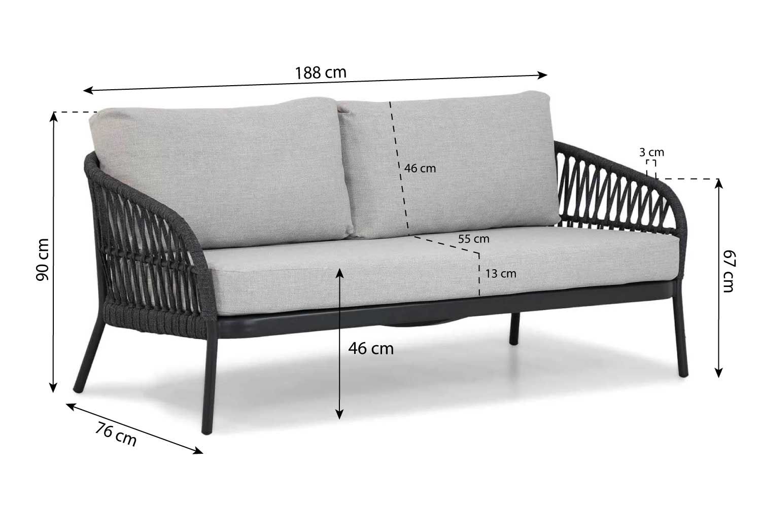 Coco Puerto stoel-bank loungeset 3-delig