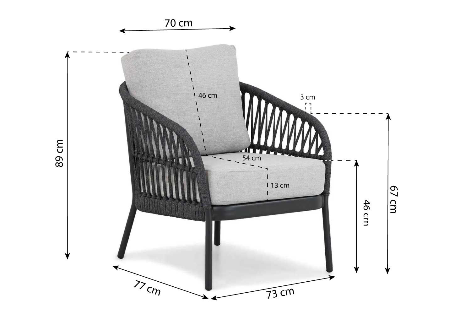 Coco Puerto stoel-bank loungeset 3-delig