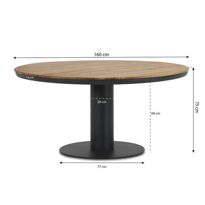 Lifestyle Marseille/Salerno 160 cm dining tuinset 7-delig